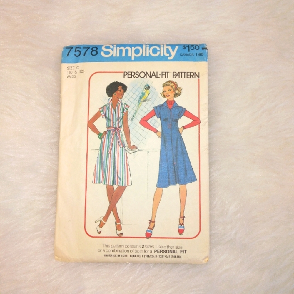 Vintage Simplicity 7575 woman's dress or jumper, size 10 & 12